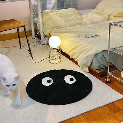 Living Room Bedroom Bedside Non-slip Simple Black No 8 Flocking Carpet